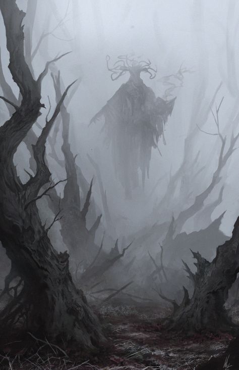 "The Wraith of the Mistwoods" by Sam White Novel Themes, Creepy Forest, The Wraith, Rpg Map, Horror Themes, Cosmic Horror, 다크 판타지, Forest Creatures, Forest Art