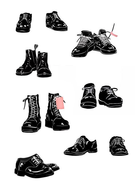 Boots Illustration, Shoes Draw, Lineart Illustration, Sketch Procreate, Lace Drawing, Illustration Manga, Shoes Illustration, Shoes Drawing, Draw Sketch