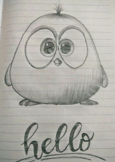 Angry Birds Drawing Art, Drawing Angry Birds, Angry Bird Sketch, Drawing Ideas Easy Birds, Drawing Ideas Easy Doodles Sketches Pencil, Bird Sketch Easy, Simple Pencil Drawing Images, Angry Sketch, Angry Bird Drawing