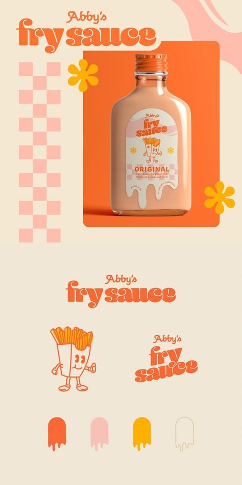 Sauce Branding, Desain Buklet, Retro Graphic Design, Graphisches Design, Fry Sauce, Branding Design Packaging, Graphic Design Packaging, Graphic Design Fun, Creative Packaging Design