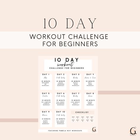 10 Day Workout Challenge For Beginners - GABBYABIGAILL 10 Day Workout Challenge At Home, 10 Days Workout Challenge, Free Workout Challenge, 10 Day Workout Challenge, 10 Day Workout, Workout Challenge For Beginners, 10 Days Challenge, Equipment Free Workout, Workout Everyday