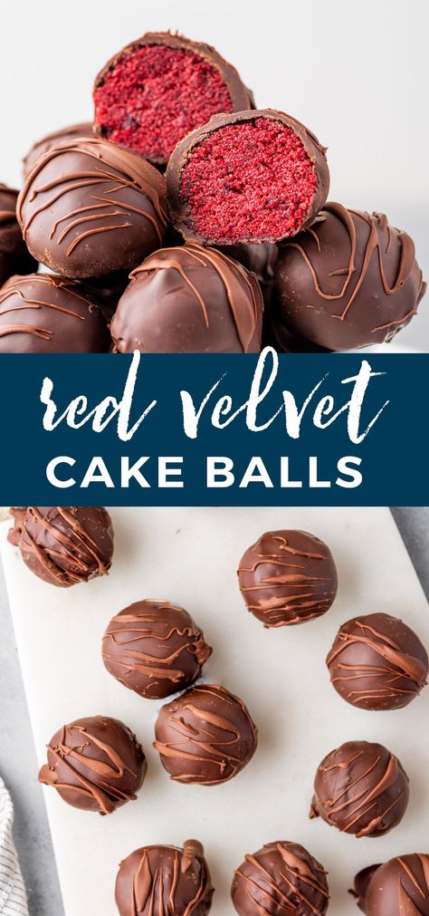 Cake Pops Balls, Easy Cake Bites, Red Velvet Cake Chocolate Frosting, Cake Balls With Frosting, Cake Pops Recipe Red Velvet, Red Velvet Cake Balls Recipe, Cake Balls Red Velvet, Easy Red Velvet Cake Pops, Chocolate Cake Truffle Balls