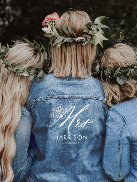 Denim Wedding, Bride Jacket, Light Blue Jacket, Wedding Personalized, Painted Jacket, Hand Painted Wedding, Bridal Jacket, Wedding Jacket, Small Intimate Wedding