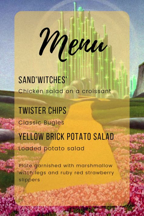 Wizard Of Oz Themed Party Food, Wizard Of Oz Food Ideas Themed Parties, Wizard Of Oz Dinner Party, Wizard Of Oz Movie Night, Wizard Of Oz Teacher Appreciation Week, Wizard Of Oz Party Food, Wizard Of Oz Themed Food, Wizard Of Oz Food Ideas, Wizard Of Oz Food