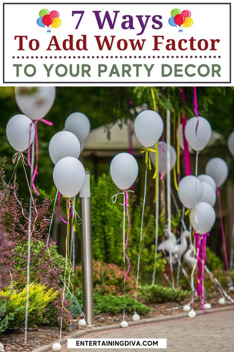 7 wow factor party ideas to enhance your decor. How To Transform Your House For A Party, Decorating A Large Space For A Party, Cheap Event Decor, Cheap Decorations Party, Upscale Birthday Party Decor, Transform House For Party, Party Decor Without Balloons, Easy Outdoor Party Decorations, Airbnb Party Decor