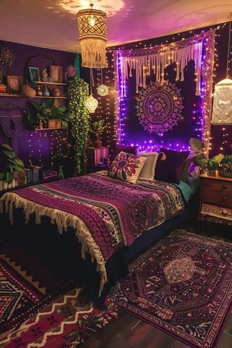 Hippy Bedroom, Whimsical Bedroom, Dream Bedroom Inspiration, Hippy Room, Boho Style Bedroom, Chill Room, Boho Lifestyle, Future Apartment Decor, Hippie Look