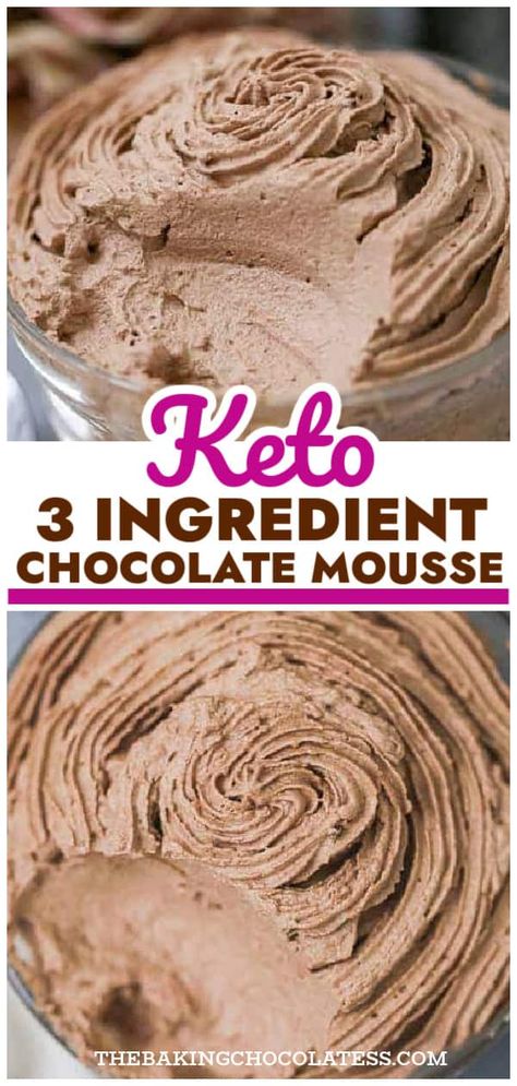 Keto Fluffy Chocolate Mousse - 3 Ingredients of Heaven! Homemade Chocolate Mousse, Keto Chocolate Mousse, Easy Chocolate Mousse, Mocha Mousse, Desserts Keto, Fluff Desserts, Chocolate Mousse Recipe, No Dairy, Keto Dessert Easy