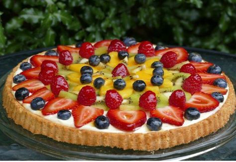 Fruit Flan, Mix Fruit, Apricot Jam, Pastry Brushes, Mixed Fruit, Cream Cheese Filling, Flan, Friends And Family, Serving Dishes