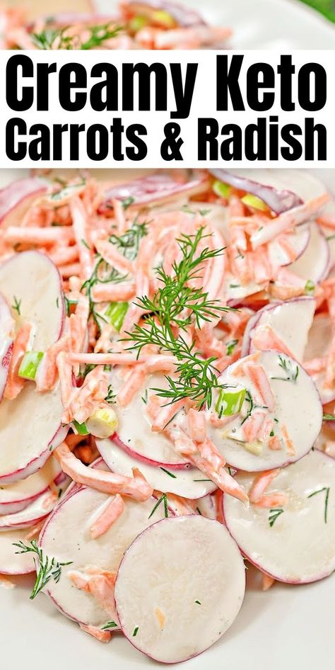 Keto Carrots, Radishes Salad, Stylish Cravings, Keto Friendly Vegetables, Keto Salad Dressing, Keto Veggies, Keto Salads, Low Oxalate, Keto Salad