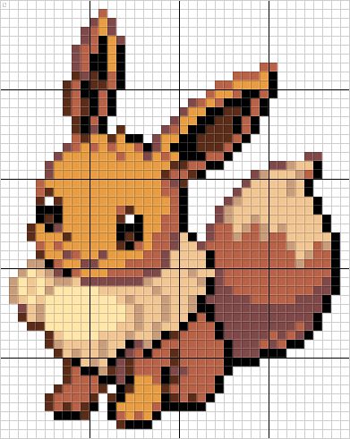 Eevee Eevee Embroidery, Eevee Pixel Art, Pokemon Pixel Art, Pokemon Pixel, Pokemon Cross Stitch, Pokemon Bead, Pokemon Sprites, Pixel Art Pokemon, Pokemon Pattern