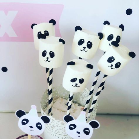 Panda Bear Marshmallow Pops from a Pink Panda Birthday Party on Kara's Party Ideas | KarasPartyIdeas.com Panda Birthday Party Ideas, Panda Baby Shower Theme, Panda Birthday Theme, Panda Birthday Party Decorations, Panda Bear Cake, Panda Birthday Cake, Panda Themed Party, Bolo Panda, Panda Baby Showers