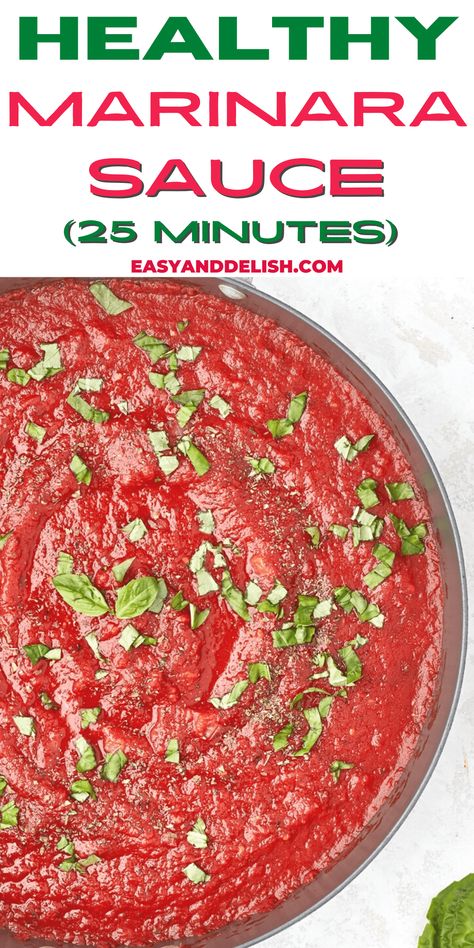 This easy and healthy hearty marinara sauce has a smooth, slightly chunk consistency with a fresh tomato taste, making the best quick sauce for spaghetti, pizza, meats, and fish, and also as a dipping sauce. It is keto, low-calorie, and low-sodium! Healthy Marinara Sauce, Low Sodium Pasta Sauce, Low Sodium Spaghetti Sauce, Marinara Sauce From Scratch, Easy Marinara Sauce, Marinara Sauce Recipe, Easy Tomato Sauce, Marinara Sauce Homemade, Tomato Pasta Sauce