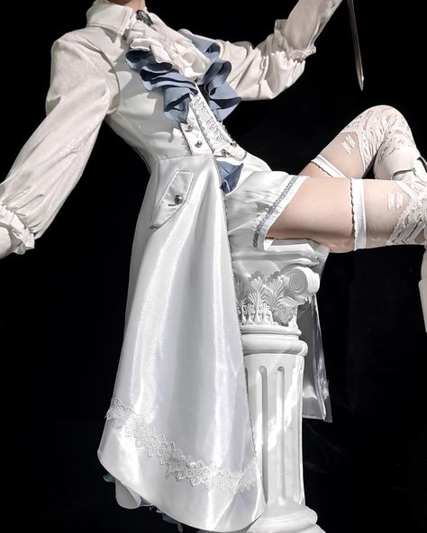 🤍Prince style Ouji fashion outfit: siren ribs embroidery long waistcoat, shirt, shorts and petticoat. 👉Search 'FOGC-127' on devilinspired.com #devilinspired #ouji #oujifashion #oujilolita #lolitacoord #lolitafasion #princestyle Ouji Fashion Female, Ouji Outfit, Aristocrat Fashion, Prince Style, Aesthetic Reference, Ouji Fashion, Long Waistcoat, Victorian Vampire, Reference Ideas