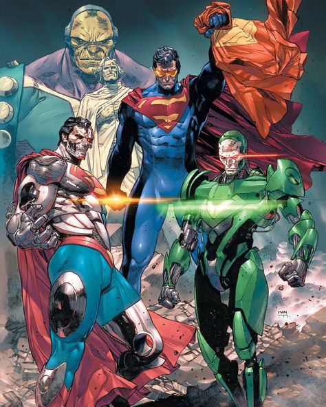 Action Comics 979 Cover. Superman Revenge Squad - Cyborg Superman, Eradicator, Blanque, Metallo, Mongul - Dan Jurgens & Clay Mann Gary Frank, Art Dc Comics, Superman Gifts, Dc Rebirth, Comics Anime, Action Comics, Superman Comic, Univers Dc, Dc Villains