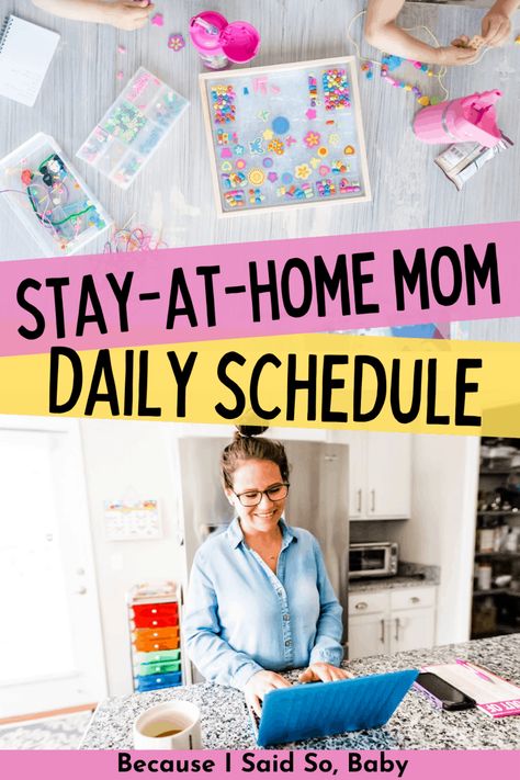 My Stay at Home Mom Daily Schedule Mom Daily Schedule, Daily Schedule For Moms, Busy Mom Planner, Sahm Schedule, Stay At Home Mom Quotes, Daily Routine Schedule, Mom Routine, Toddler Schedule, Mom Schedule