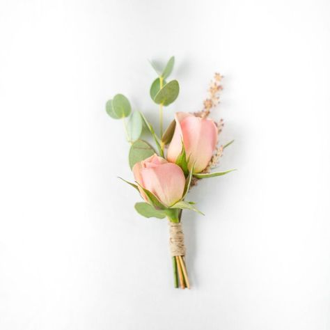 Peaches & Mint Boutonniere – Pops of Plum Pink Boutineer, Peach Boutonniere, Diy Boutonniere, Boutonnieres Prom, Rose Boutonniere, Corsage And Boutonniere, Corsage Prom, Prom Flowers, Diy Wedding Flowers