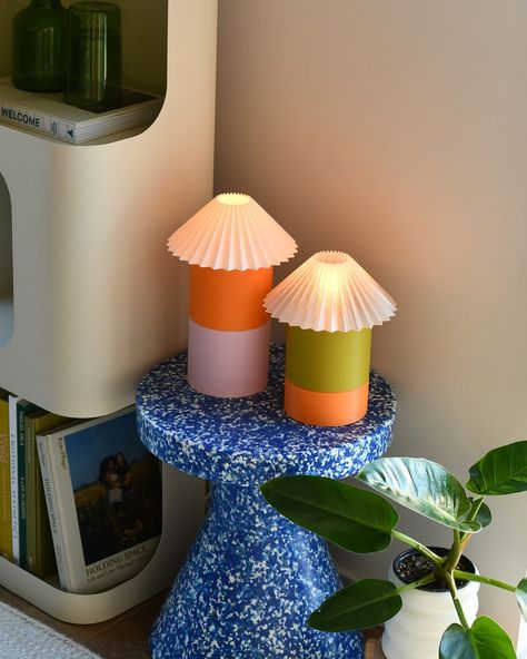 Our favorite dynamic duo 👯‍♀️ Add a pop of fun to any corner with the Cici Lamp duo — available at the link in our bio 💡 —— #tablelamp #lightingdesign #interiordesign #interiordesigninspo #decorinspo #mycolorstory #mycolorfulhome #styleithappy #cornersofmyhome #modularhome Modular Table, Work Studio, Little Charmers, Colour Theory, Print 3d, Dynamic Duo, Post Modern, Simplest Form, Accent Lamp