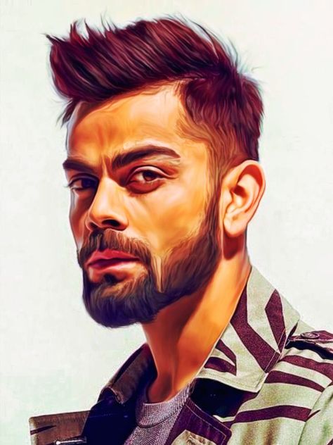 Kohli Hairstyle, Virat Kohli Hairstyle, Face Art Drawing, Virat Kohli Instagram, Dhoni Wallpapers, Rooftop Design, Virat Kohli, Face Art, Painting Art