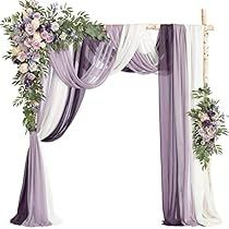 Purple Wedding Reception, Ceremony Arbor, Purple And Gold Wedding, Expensive Flowers, Cheap Wedding Decorations, Reception Backdrop, Flower Curtain, Arch Decoration, Wedding Arch Flowers