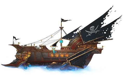 Steampunk Ship, Airship Art, Flying Ship, Pirate Boats, Steampunk Airship, Steampunk Pirate, Treasure Planet, Space Pirate, Fantasy Setting