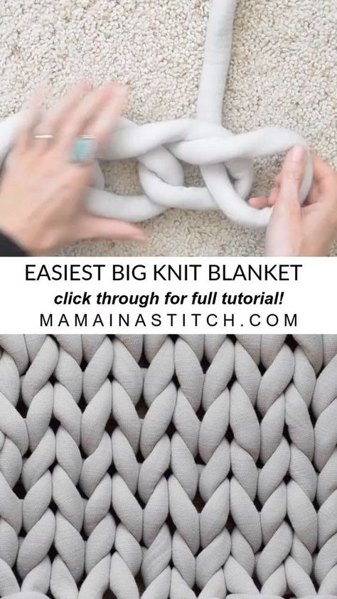 Arm Knitting Blanket Diy, Big Yarn Blanket, Knitting Yarn Diy, Chunky Blanket Diy, Easy Knit Blanket, Chunky Yarn Blanket, Finger Knitting Projects, Big Blanket, Diy Knit Blanket