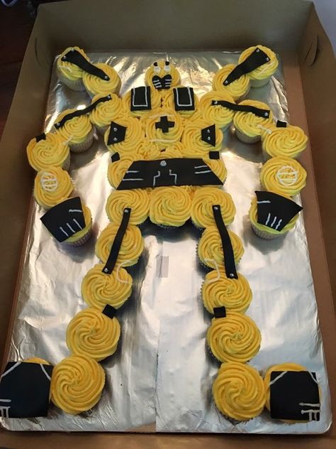 Transformers Birthday Cupcake Cake, Bumblebee Cupcakes Transformers, Rescue Bots Birthday Party Decorations, Transformers Food Ideas, Transformers Birthday Cupcakes, Transformers Birthday Food Ideas, Rescue Bots Birthday Cake, Transformers 4th Birthday, Bumblebee Transformers Birthday Party