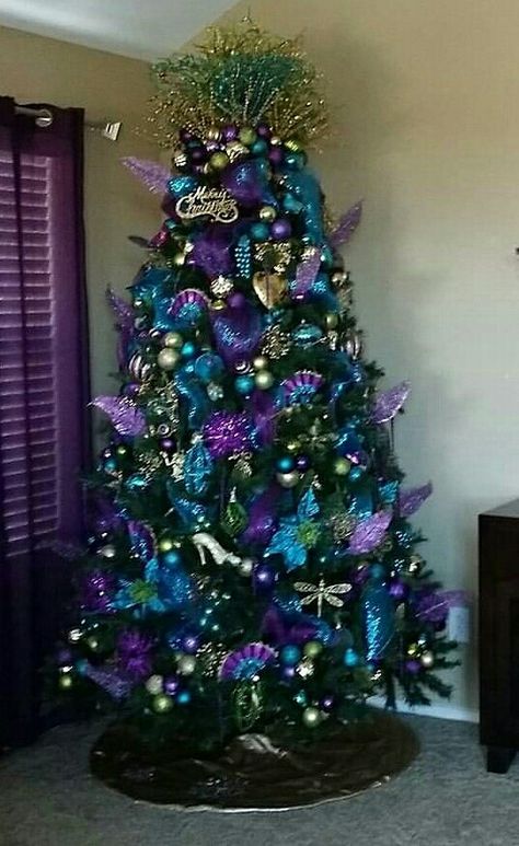 Blues & purple christmas trece 2016 Purple Teal And Silver Christmas Tree, Purple Blue Christmas Tree, Purple Teal Christmas Tree, Purple Blue And Gold Christmas Tree, Teal And Purple Christmas Tree, Purple And Blue Christmas Decorations, Blue And Purple Christmas Decor, Purple And Silver Christmas Tree Ideas, Blue And Purple Christmas Tree