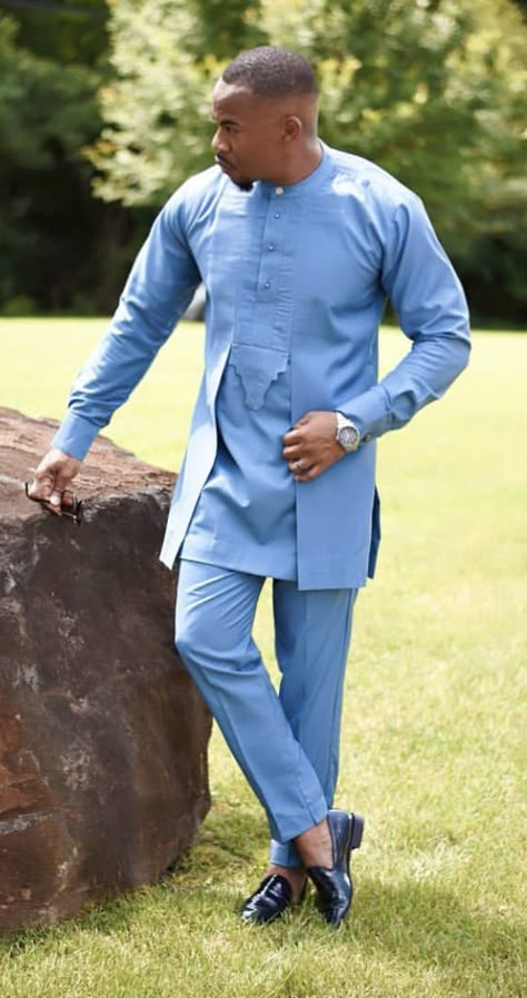 Ty n Ty Fashions Men African Fashion, Men Native, Latest African Wear For Men, Senator Styles, African Wear For Men, Costume Africain, Nigerian Men Fashion, African Wear Styles For Men, Light Blue Fabric