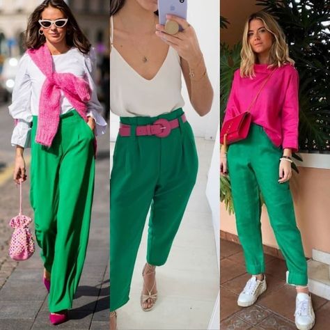 Bright Green Linen Pants Outfit, Green Pants Pink Shirt Outfit, Bright Green Trousers Outfit, Bright Green Shirt Outfit Women, Kelly Green Pants Outfit Work, Bright Green Pants Outfit Women, Bright Winter Outfits Casual, Bright Green Shirt Outfit, Green Culottes Outfit