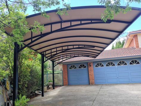 Cantilever Structures | Pioneer Shade Structures Garage Canopy, Cantilever Carport, Ombra Pergola, Shed Roof Design, Car Porch Design, Garage Canopies, Pergola Carport, Car Awnings, Building A Porch