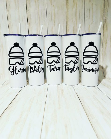 This 20oz Maars Skinny Steel double wall insulated stainless steel tumbler and matching straw has a skiing design on it. It is the perfect custom personalized gift for anyone who loves to ski and wants to keep their water, coffee, iced tea, wine, beer, seltzer, soda, mixed drink or any beverage at the perfect temperature all day on the slopes, pool, boat, beach, or at any event for that matter. It is very stylish and is the perfect gift for your skiing partner, ski team, friend, mom, grandma, co Ski Trip Gift Basket, Girls Ski Trip, Skiing Trip, Girls Ski, Ski Team, Boat Beach, Family Ski Trip, Ski Shirts, Ski Cabin