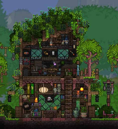 Terraria Game, Terrarium Base, Terraria Tips, Terraria House Ideas, Terraria House Design, Terraria House, Jungle House, Base Building, 8bit Art