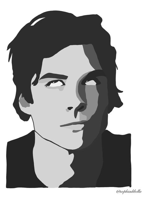 Damon Drawing Easy, Damon Salvatore Painting, Damon Salvatore Drawing Easy, The Vampire Diaries Drawings Easy, The Vampire Diaries Fanart, Vampire Diaries Sketches, Paint Marker Art Ideas Easy, Damon Drawing, Damon Salvatore Art