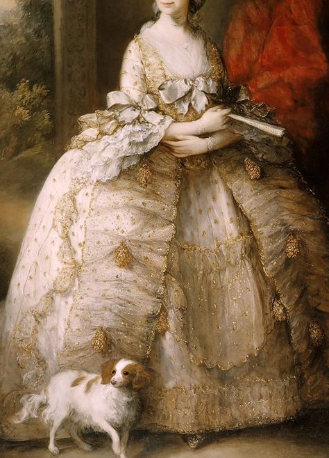 Queen Charlotte by Thomas Gainsborough, c. 1781 Incredible Dresses, Gaun Abad Pertengahan, Thomas Gainsborough, Rococo Fashion, Historical Painting, Queen Charlotte, 18th Century Fashion, Wow Art, Victorian Art