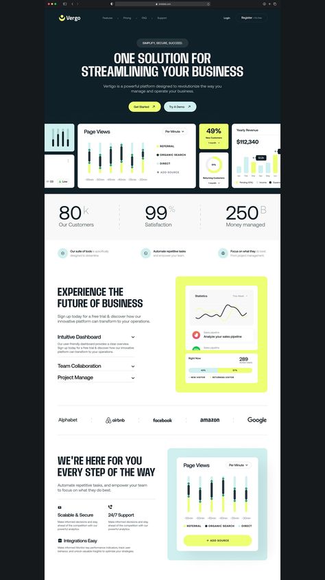 Vergo- Fintech SaaS Website Design | Behance :: Behance Saas Website Design, Saas Website, Website Layouts, Website Examples, Agency Website Design, Illustrator Design Tutorial, Ui Design Website, Agency Website, Website Layout