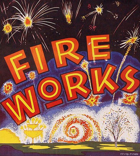 Vintage Fireworks Posters, Packaging and Labels for The Fourth of July. | if it's hip, it's here Firework Safety, Vintage Fireworks, 5th November, Fireworks Art, Patriotic Pictures, Happy Birthday America, Fire Works, Vintage Stickers, Logo Pin