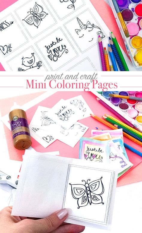 print and craft with mini coloring pages designed by Jen Goode Small Coloring Pages Free Printable, Tiny World Coloring Pages, Mini Coloring Book Free Printables, Diy Coloring Book For Kids, Mini Coloring Pages, Diy Mini Coloring Book, Free Printable Mini Coloring Books, Printable Mini Coloring Book, Mini Coloring Book