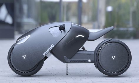 This futuristic rendering of an electric motorcycle one-ups even the latest Akira bike concept we covered a little while back. Russian designer Roman Dolzhenko has created a stealthy matte black street rocket with the whole fairing covering the wheel and merging with the handlebars and body. The battery pack, motor, Akira Bike, Bike Concept, Motorbike Design, Futuristic Motorcycle, Concept Motorcycles, Power Wagon, Motorcycle Design, Electric Motorcycle, Futuristic Cars