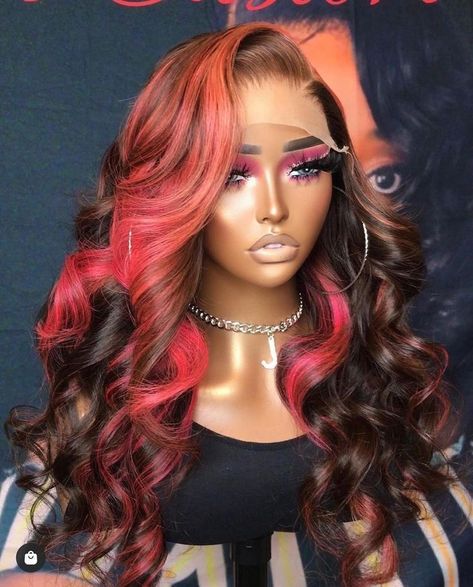 Frontal Wig Hairstyles, Creative Hair Color, Loose Waves Hair, Beautiful Hair Color, Pretty Hair Color, Colored Wigs, Hair Color Highlights, Human Hair Lace Wigs, Canvas Decor