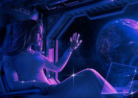 girl looking out spaceship looking at view of earth Space Future Aesthetic, Alien Space Aesthetic, Space Aesthetic Pastel, 2000s Space Aesthetic, Space Royalty Aesthetic, Space Aethstetic, Out Of This World Aesthetic, Galaxy Core Aesthetic, Space Love Aesthetic