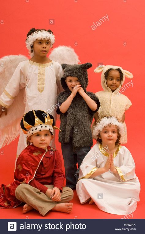 Five children in different nativity costumes   Ref:   Compulsory Credit: Stock Photo Nativity Costumes, Christmas Play, Play Ideas, Christian Life, Nativity, Photo Ideas, Home Art, Photo Printing, Print On Demand