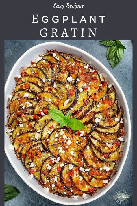 This Light and Delicious Eggplant Gratin is a perfect vegetable side dish for any occasion!  #eggplant #gratin #tomatoes #vegetarian #holidays #weeknight #sidedish #craftycookingbyanna #homecooking #cooking #easyrecipes #foodblogger Eggplant And Pasta Recipes Dinners, Eggplant Casserole Recipes Vegetarian, Vegetable Lasagna With Eggplant, Zucchini Eggplant Lasagna Recipe, Zucchini Eggplant Tomato Gratin, Easy Baked Shrimp, Au Gratin Recipes, Cinnamon Roll Recipe Homemade, Scampi Recipe