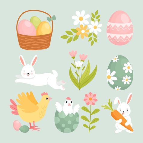 Bunny Easter Illustration, Easter Day Ideas, Easter Illustration Design, Easter Clipart Cute, Happy Easter Illustration, Easter Elements, Easter Graphic Design, Easter Vector, Photo Book Inspiration