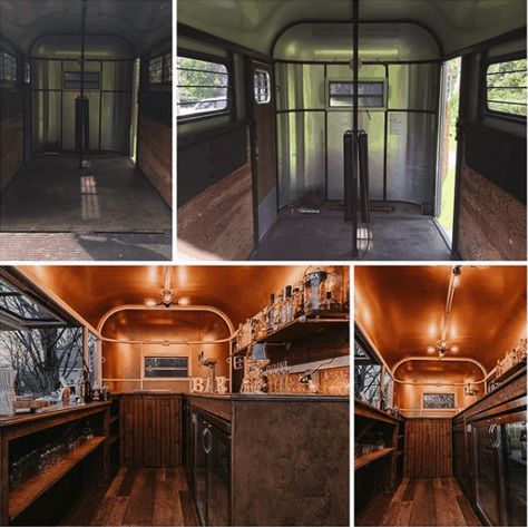 These Converted Horse Trailers Are The Coolest Creations Ever Horse Trailer Interior Remodel, Converted Horse Trailer, Horse Box Conversion, Horsebox Bar, Mobile Bar Cart, Mobile Cocktail Bar, Bar On Wheels, Mobile Coffee Shop, Coffee Trailer