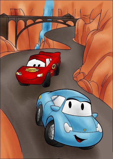 Pixar's CARS (McQueen and Sally) Lightning Mcqueen And Sally Wallpaper, Cars Y Sally, Mcqueen Y Sally, Mcqueen And Sally Drawing, Mcqueen And Sally, Cars Movie Drawing Easy, Lightning Mcqueen And Sally Drawing, Lightening Mcqueen Painting, Disney Cars Painting