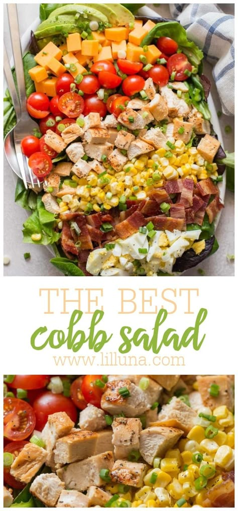 This simple cobb salad is so full of tasty ingredients it's a meal all on its own. It is quick to make and utterly delicious. #cobbsalad #salad #healthy #maindish #saladrecipes Savory Potato Salad, Cobb Salad Ingredients, Classic Cobb Salad, Cobb Salad Recipe, Salad Healthy, Salad Pasta, Chicken Breast Seasoning, Lunch Idea, Main Dish Salads