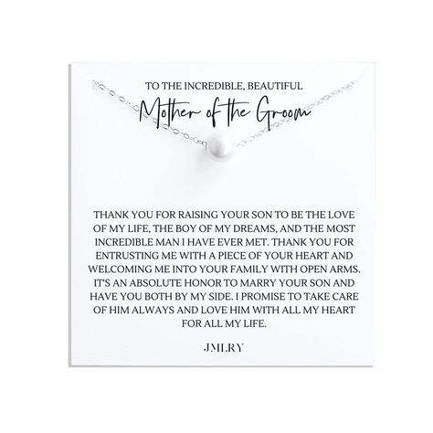 Mother of the Groom Gifts from Bride to Future Mother in Law Gifts from Daughter in Law on Wedding Day Christmas Holiday Birthday Pearl Necklace Sterling Silver 18" To My Future Mother In Law, In Laws Wedding Gift, Note To Mother In Law On Wedding Day, To My Mother In Law On My Wedding Day, Mother Of The Groom Gifts From Bride, Letter To Mother In Law On Wedding Day, Mother In Law Wedding Gift From Bride, Groom Gifts From Bride, Mother In Law Quotes