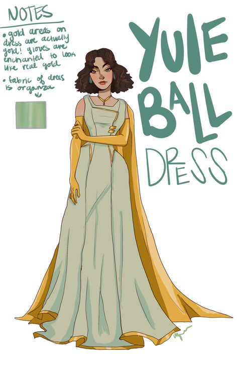 Hermione Yule Ball Dress Fanart, Hogwarts Legacy Yule Ball, Yule Ball Dress Aesthetic, Ball Dress Aesthetic, Yule Ball Dress Ideas, Hermione Yule Ball Dress, Hermione Yule Ball, Yule Ball Dress, Inspo Drawing