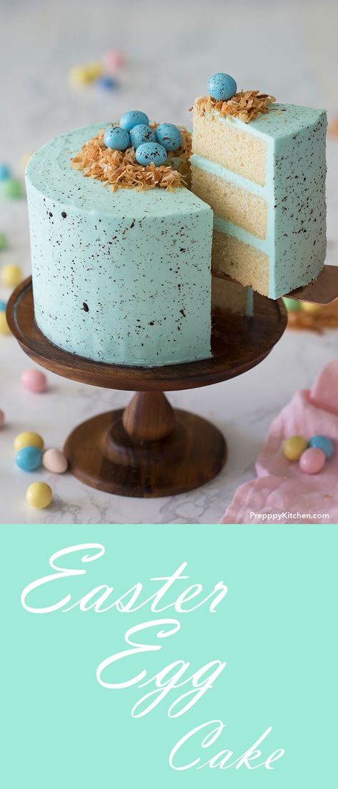 Easter Egg Cake - Classic Robin's Egg Recipe made with moist vanilla cake and a simple vanilla buttercream | Easter Egg Ideas, Easter Egg Chocolate Recipes, Easter Egg Dessert, #easter #recipes #desserts #chocolate #vanilla Easter Egg Dessert, Easter Egg Chocolate, Easter Egg Ideas, Dessert Easter, Easter Egg Cake, Cake Classic, Egg Chocolate, Recipes Easter, No Egg Desserts