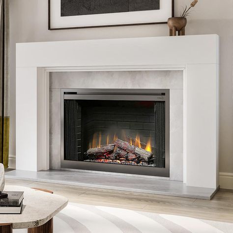 Modern Ember Sabine Contemporary Wood Fireplace Mantel Surround Kit Includes Wooden Mantel Surround And Shelf | Wayfair Contemporary Fireplace Mantels, Modern Fireplace Mantels, Fireplace Mantel Surround, Wood Fireplace Surrounds, Cast Stone Fireplace, Fireplace Mantel Surrounds, Stone Fireplace Mantel, Wooden Mantel, Wood Mantel